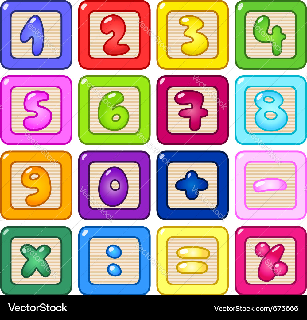 Colorful Number Blocks Set vector image