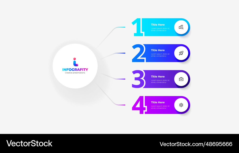 Mind map with 4 numbers elements connected to main Mind map with 4 numbers elements connected to main vector image