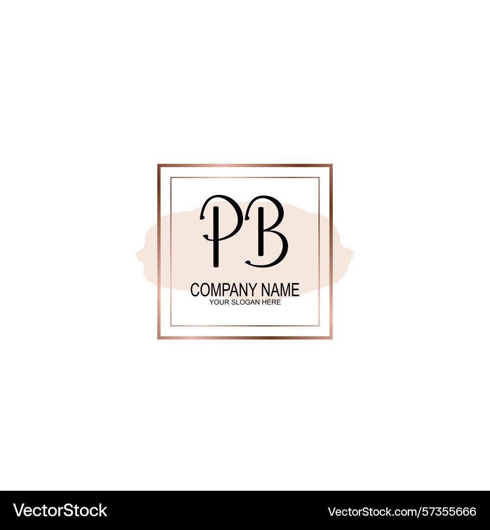 Minimalist handwritten pb initial logos with soft Vector Image