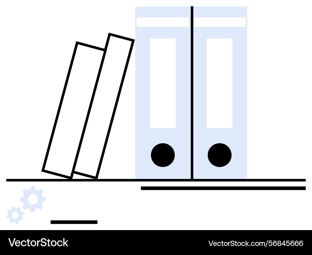 Organized shelf with two file binders and slanted Organized shelf with two file binders and slanted Vector Image