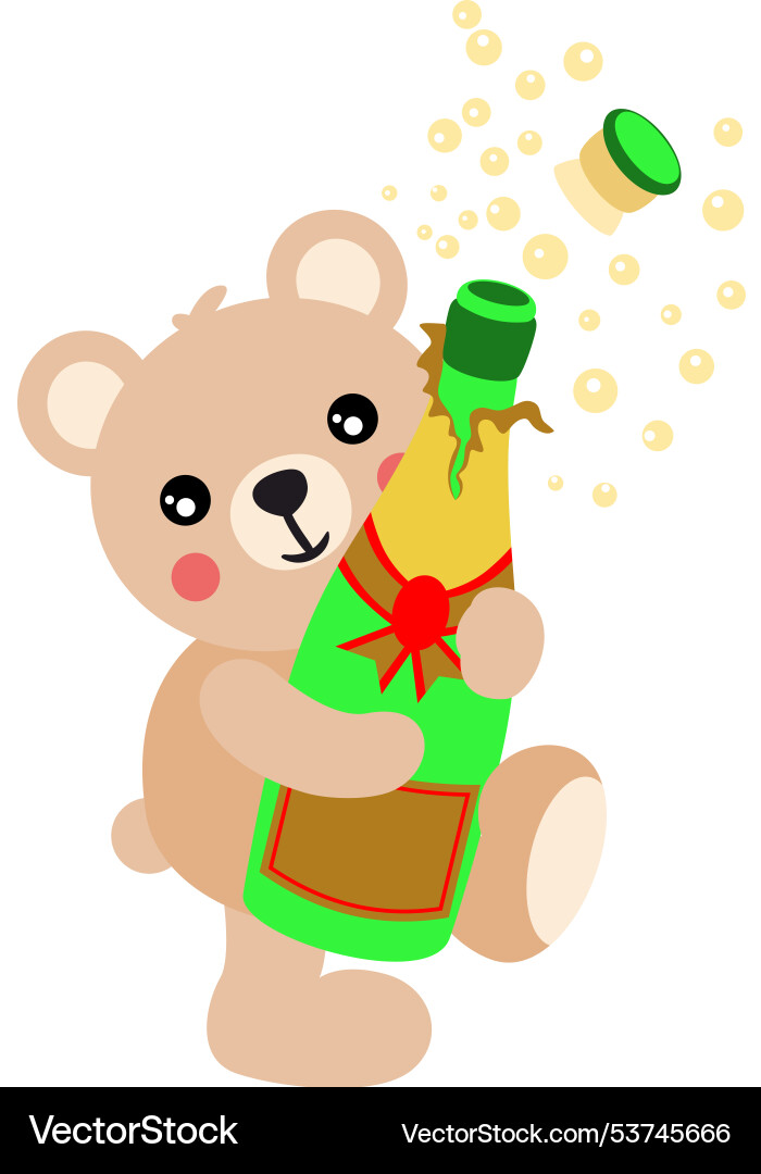 Teddybär feiert Halteflasche Teddybär feiert Halteflasche vektorbild