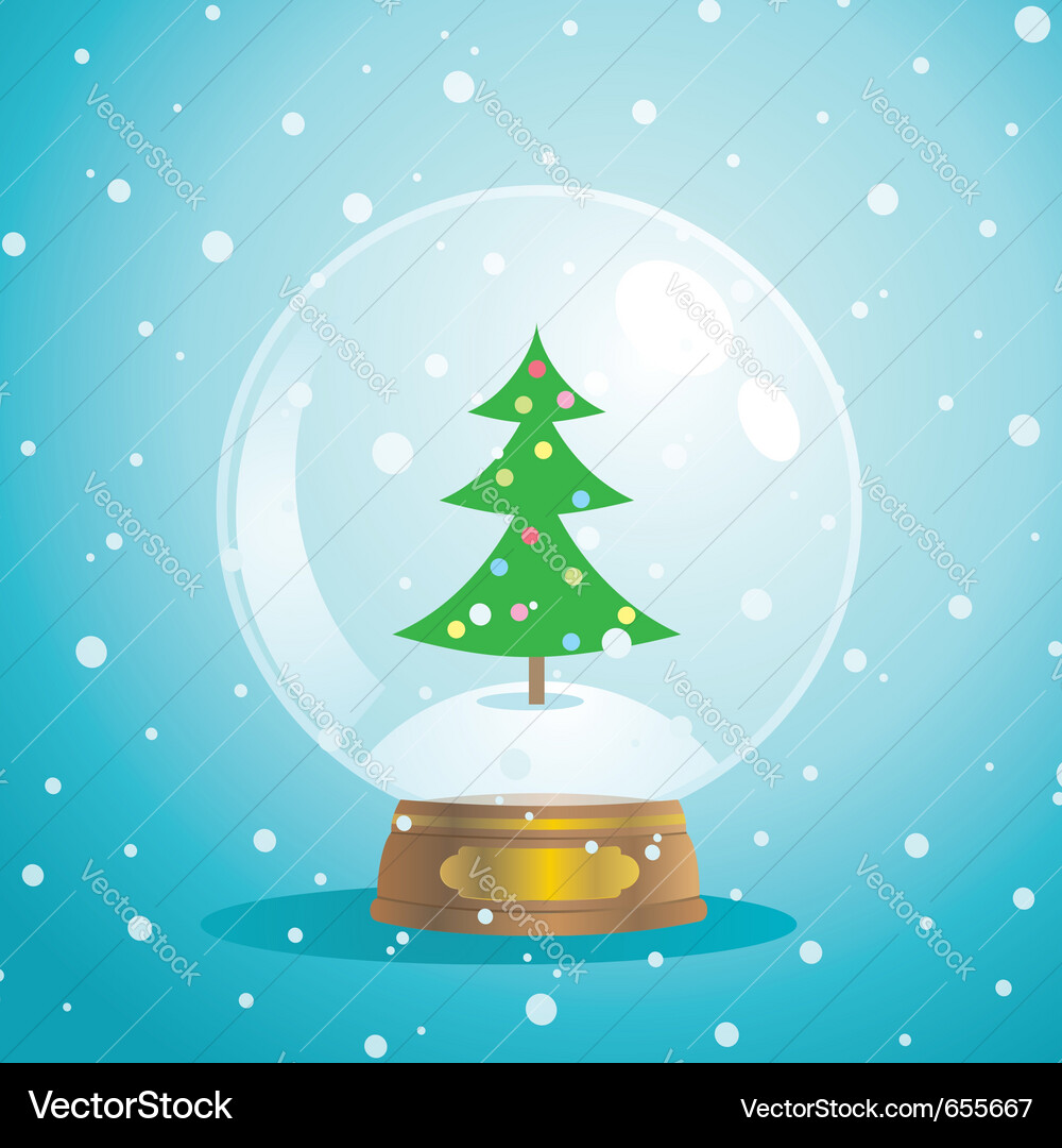 Christmas Snow Globe with Tree Vector Image