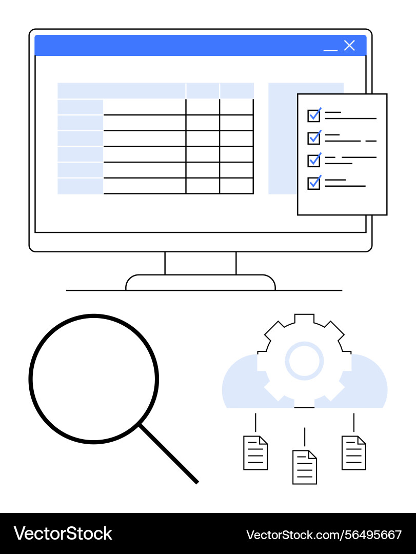 Data management with checklist and file sharing Data management with checklist and file sharing vector image