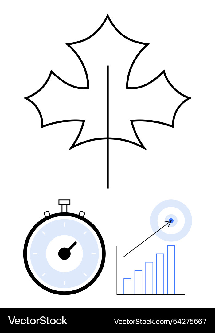 Leaf outline with timer bar graph and target Leaf outline with timer bar graph and target Vector Image