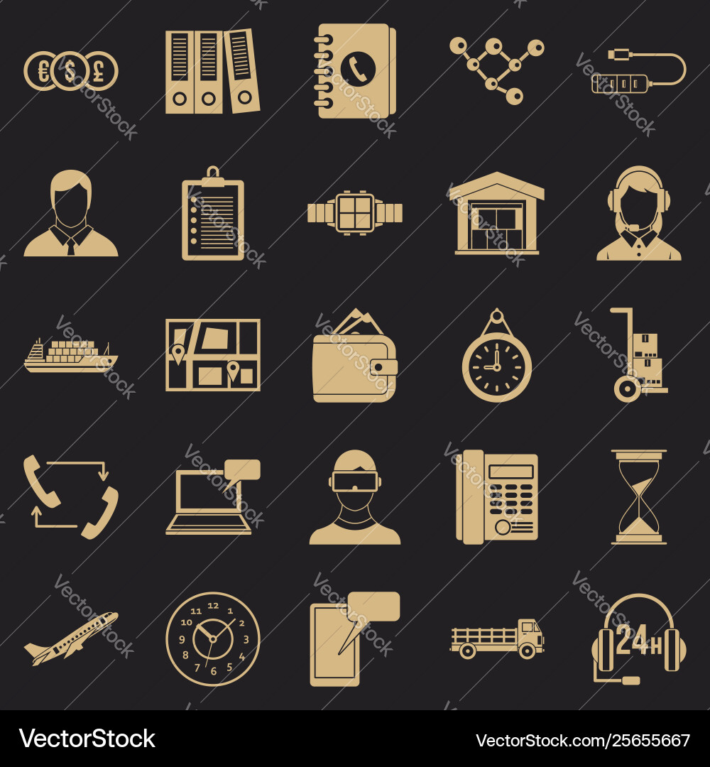 Overtime icons set simple style Overtime icons set simple style Vector Image