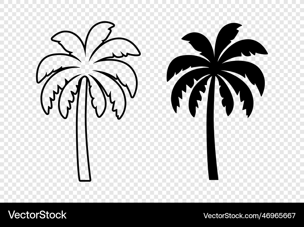 Palm trees tree icon set isolated Palm trees tree icon set isolated vector image
