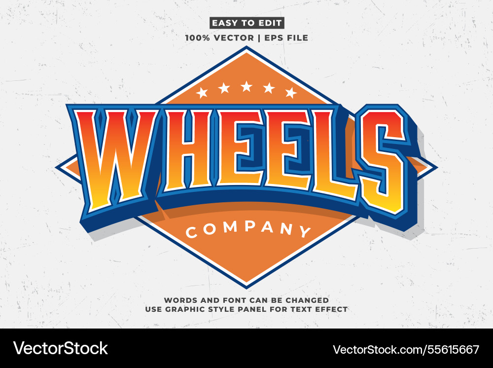 Vintage text effect template with editable font vector image