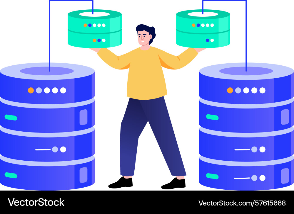 A flat style showing data management Vector Image