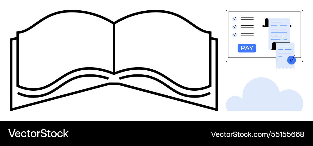 Digital payment system concept with open book Digital payment system concept with open book vector image