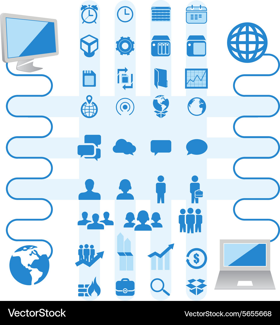 Package of icons business and computer Vector Image