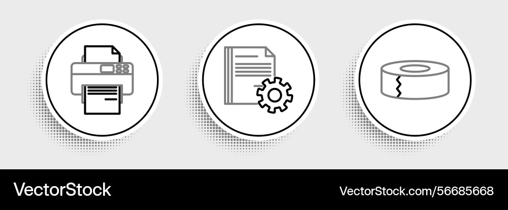 Set line scotch printer and document settings Set line scotch printer and document settings vector image