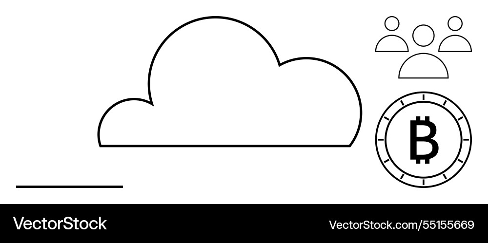 Cloud computing with cryptocurrency and teamwork Cloud computing with cryptocurrency and teamwork vector image