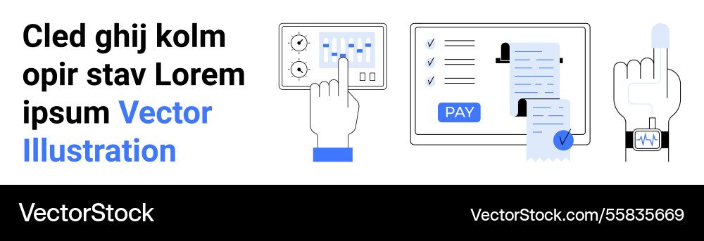 Digital payment process with touchscreen Vector Image