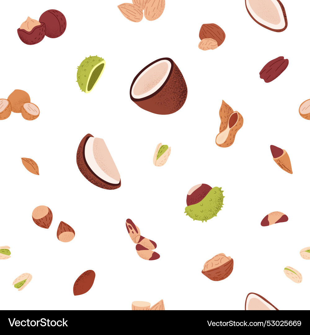 Endless background with nuts repeatable pattern Endless background with nuts repeatable pattern Vector Image
