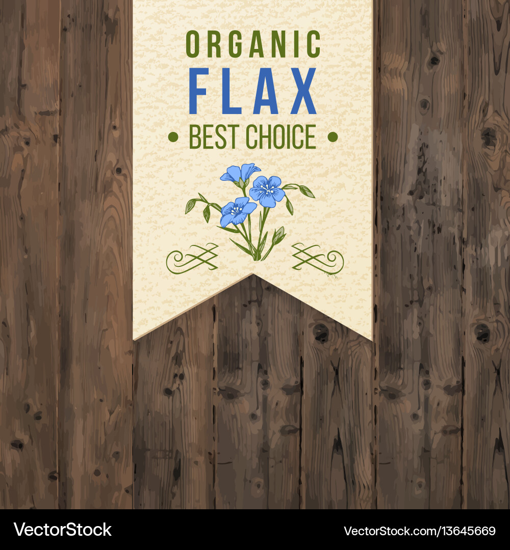 Flax label with type design vector image