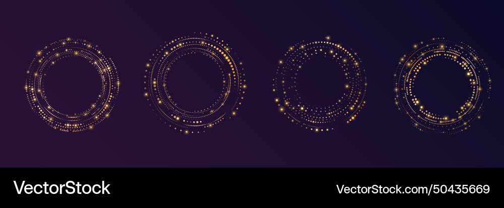 Golden circle frame set gold shining ring Golden circle frame set gold shining ring vector image