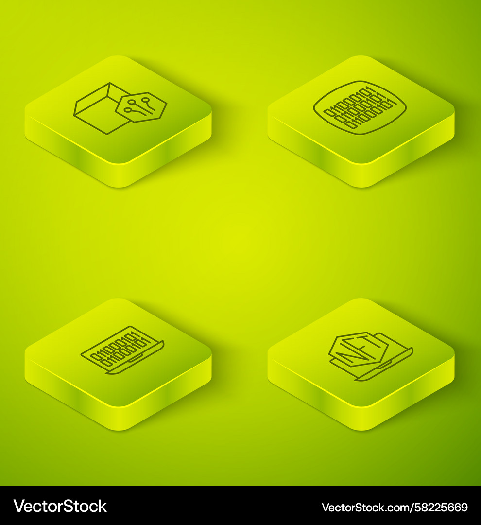 Isometric Binary Code Laptop NFT Vector Image