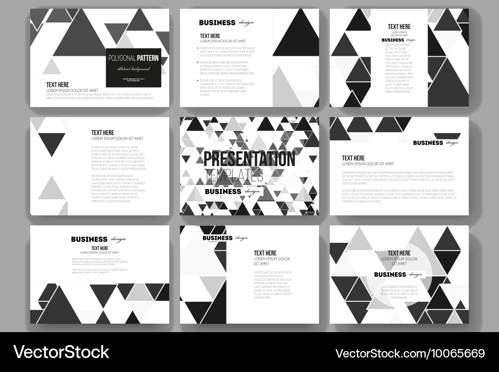 Set of 9 templates for presentation slides vector image