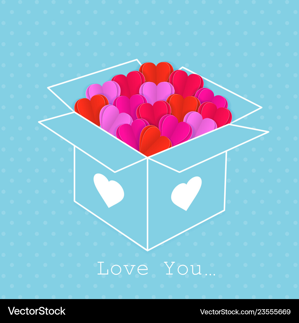 Valentinstagkarte mit Herzen von Papier Valentinstagkarte mit Herzen von Papier vektorbild