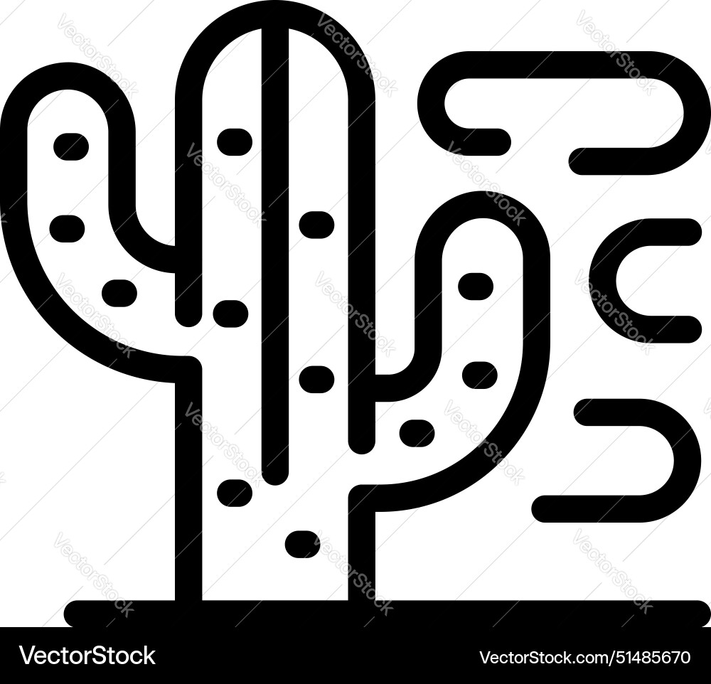 Black and white line art of a cactus plant Black and white line art of a cactus plant vector image