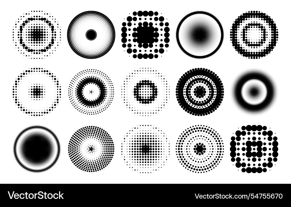 Design elements halftone dotted frames set Design elements halftone dotted frames set vector image