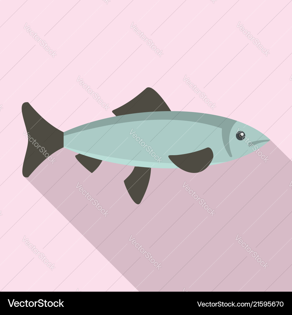 Fresh fish from sea icon flat style Fresh fish from sea icon flat style Vector Image