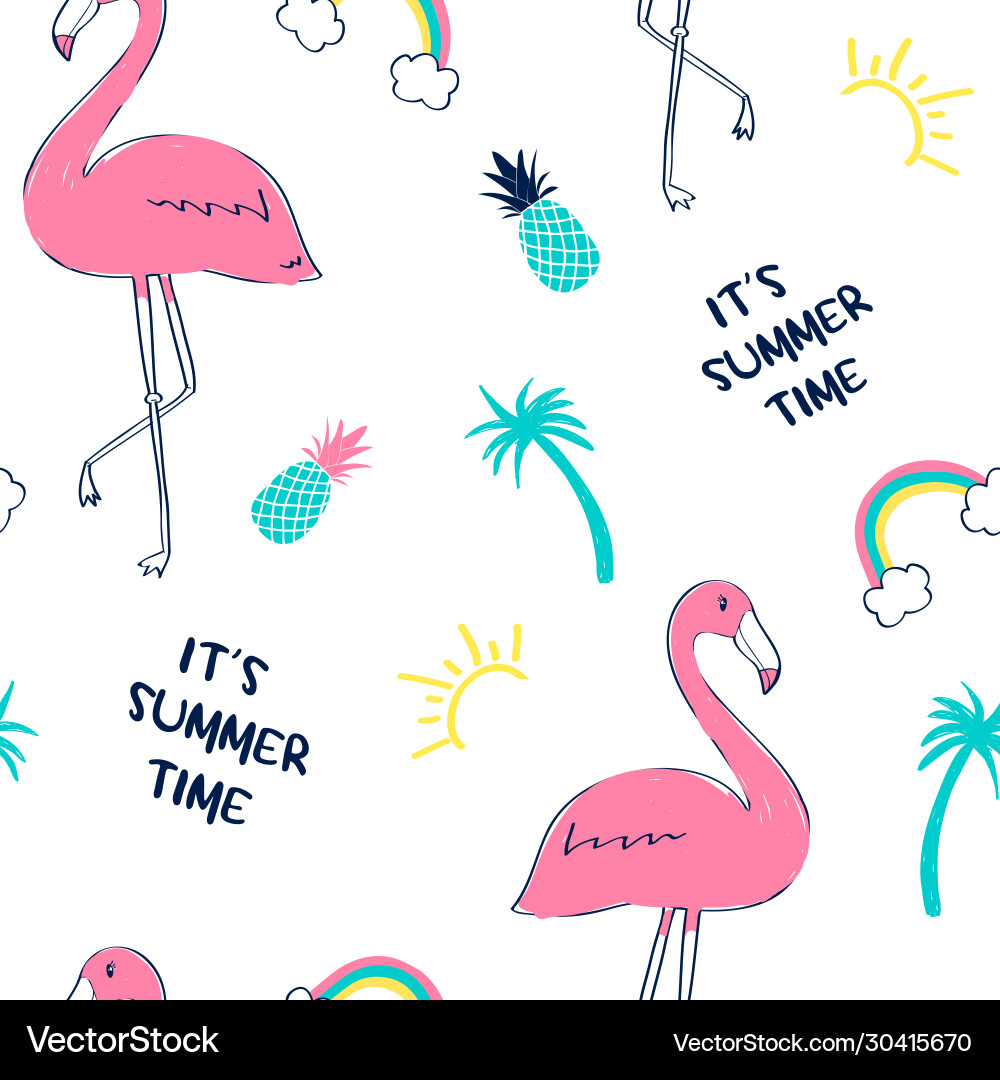 Hand drawing print designflamingo pattern vector image