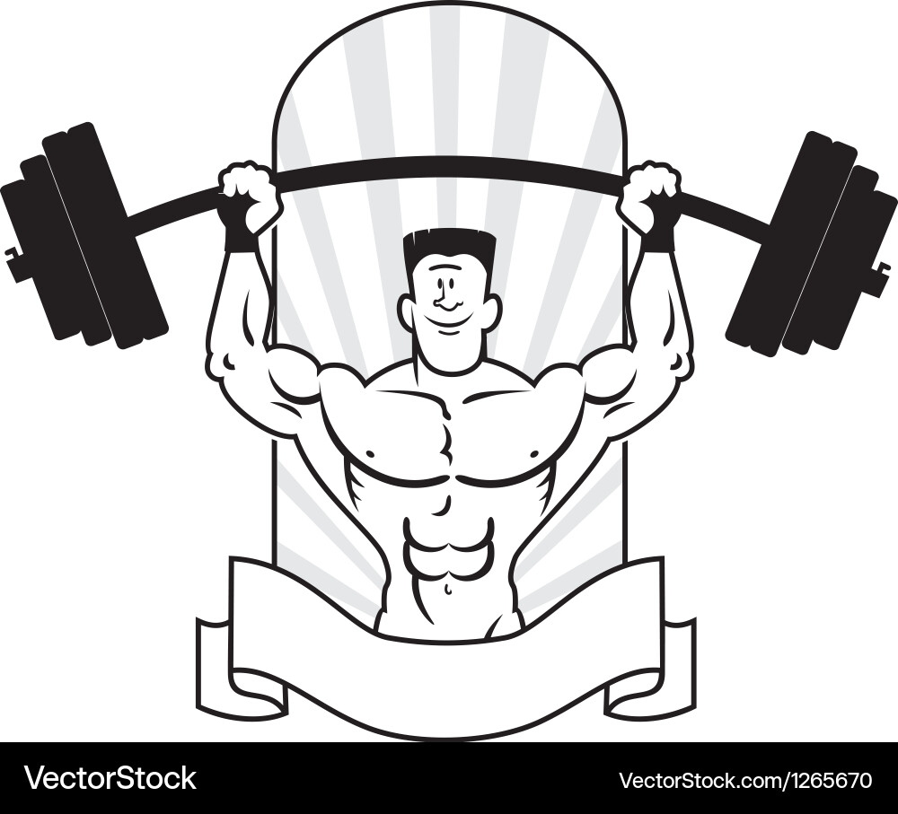 Muscular Bodybuilder Lifting Weight Vector Image