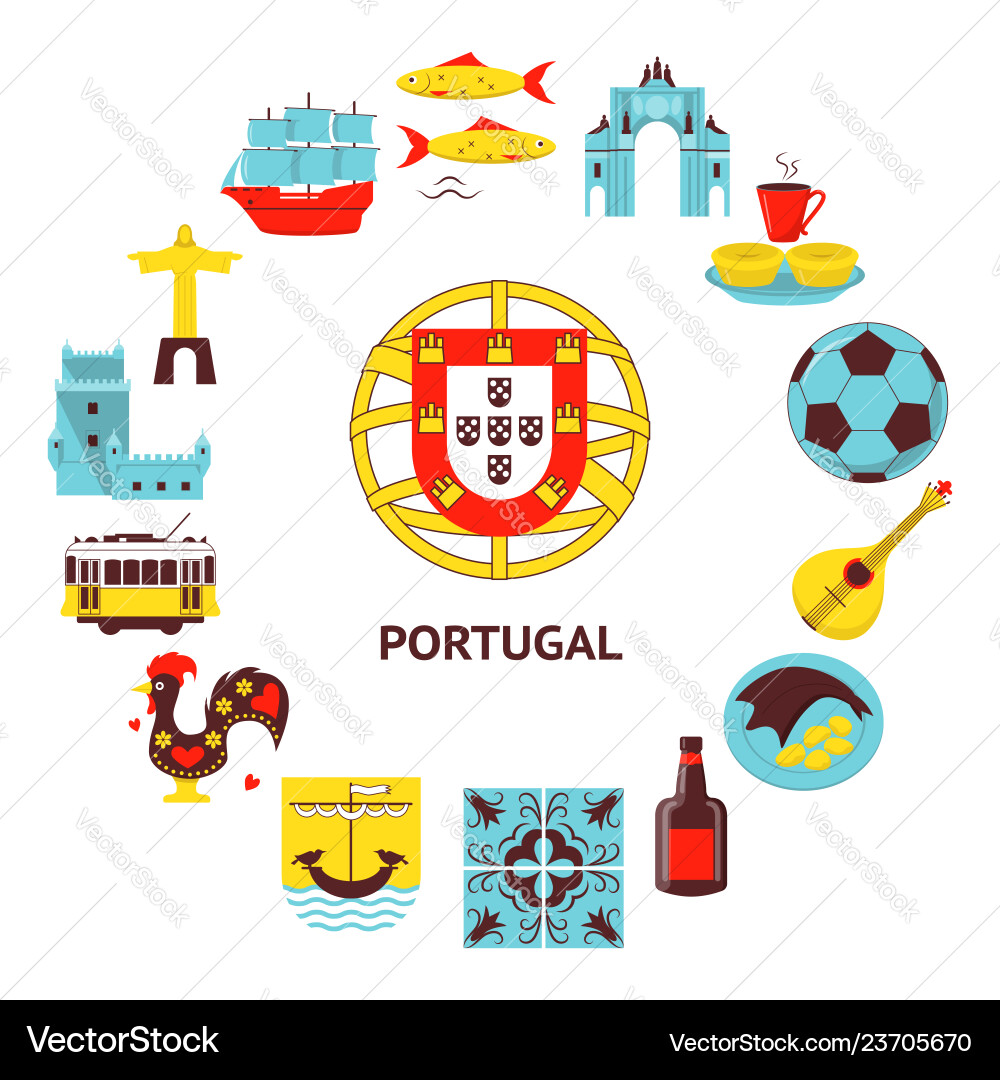 Portugal Icons - Travel & Culture Vector Image