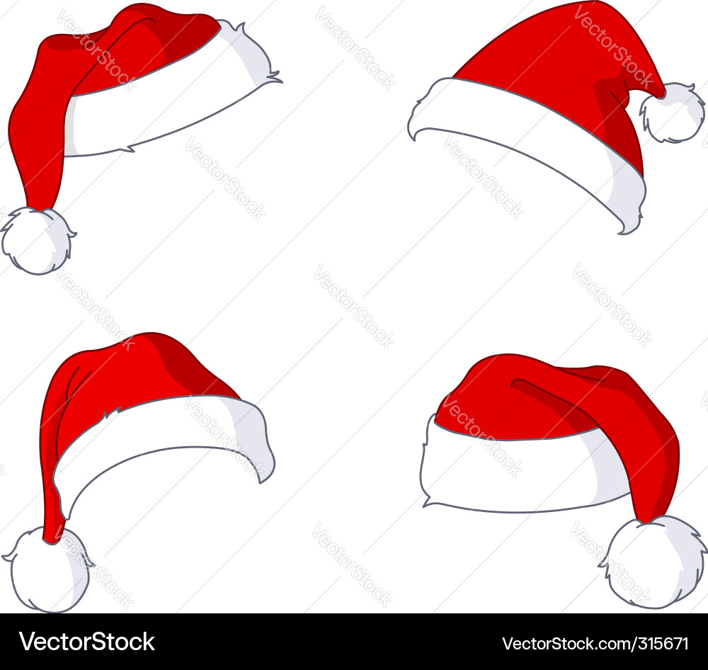 Festive Santa Hats Collection Vector Image
