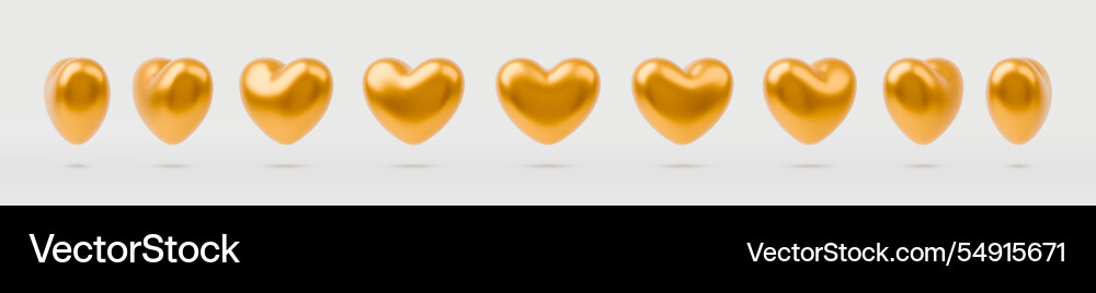 Gold Heart Rotation Animation Royalty Free Vector Image