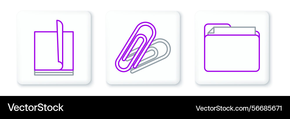 Set line document folder file and paper Set line document folder file and paper vector image