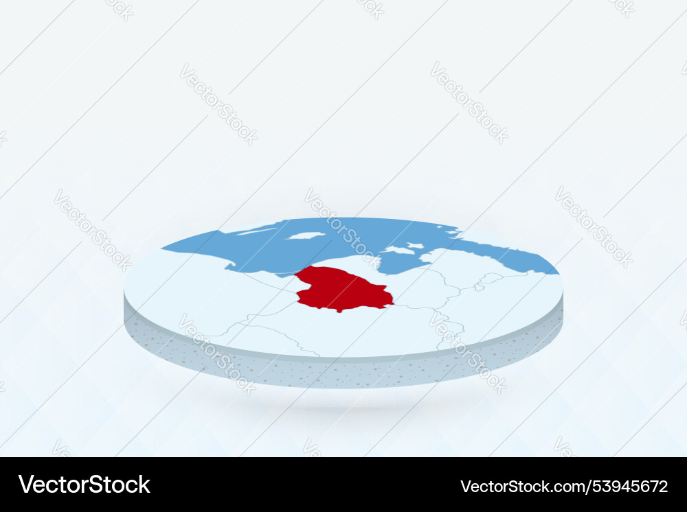 3d isometric map highlighting lithuania in red Vector Image