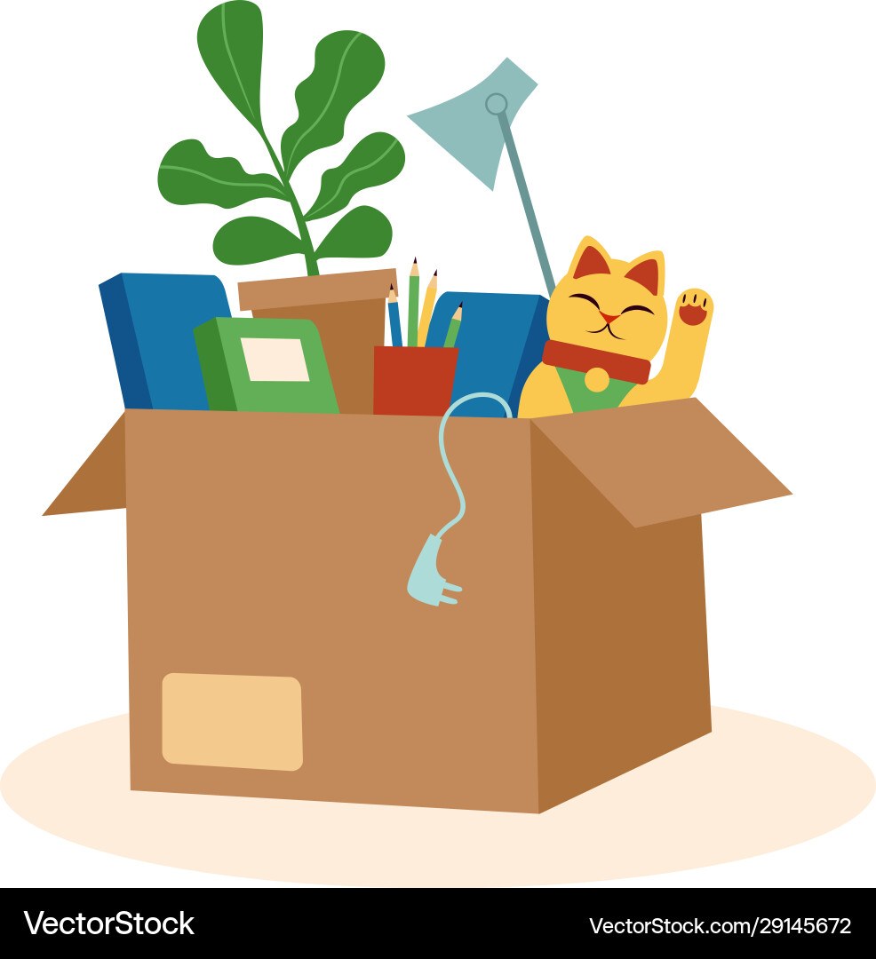 Cardboard box with personal belongings Cardboard box with personal belongings vector image
