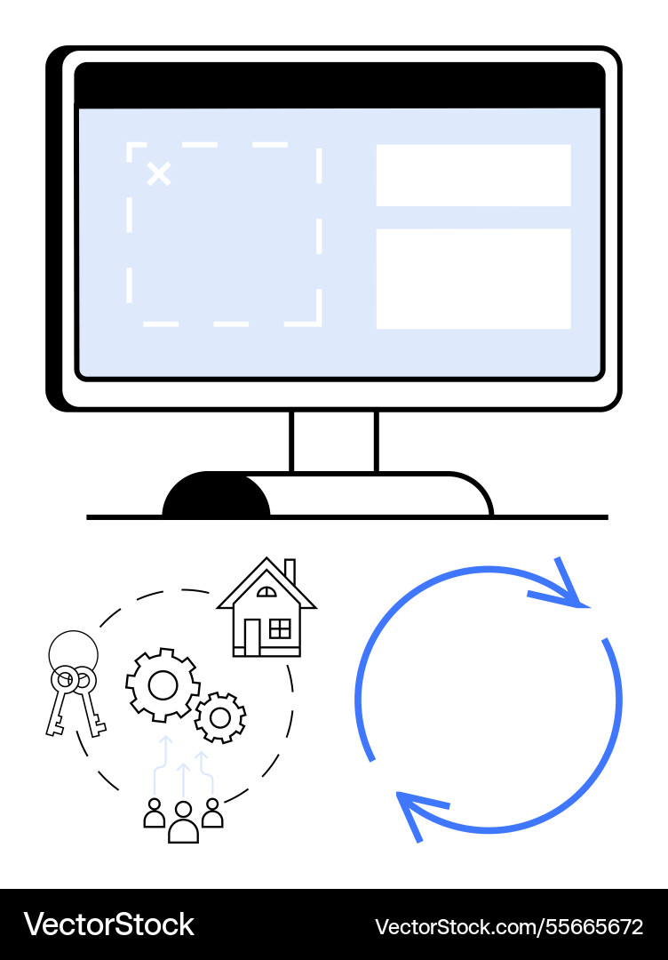 Digital workflow concept with monitor property Digital workflow concept with monitor property vector image