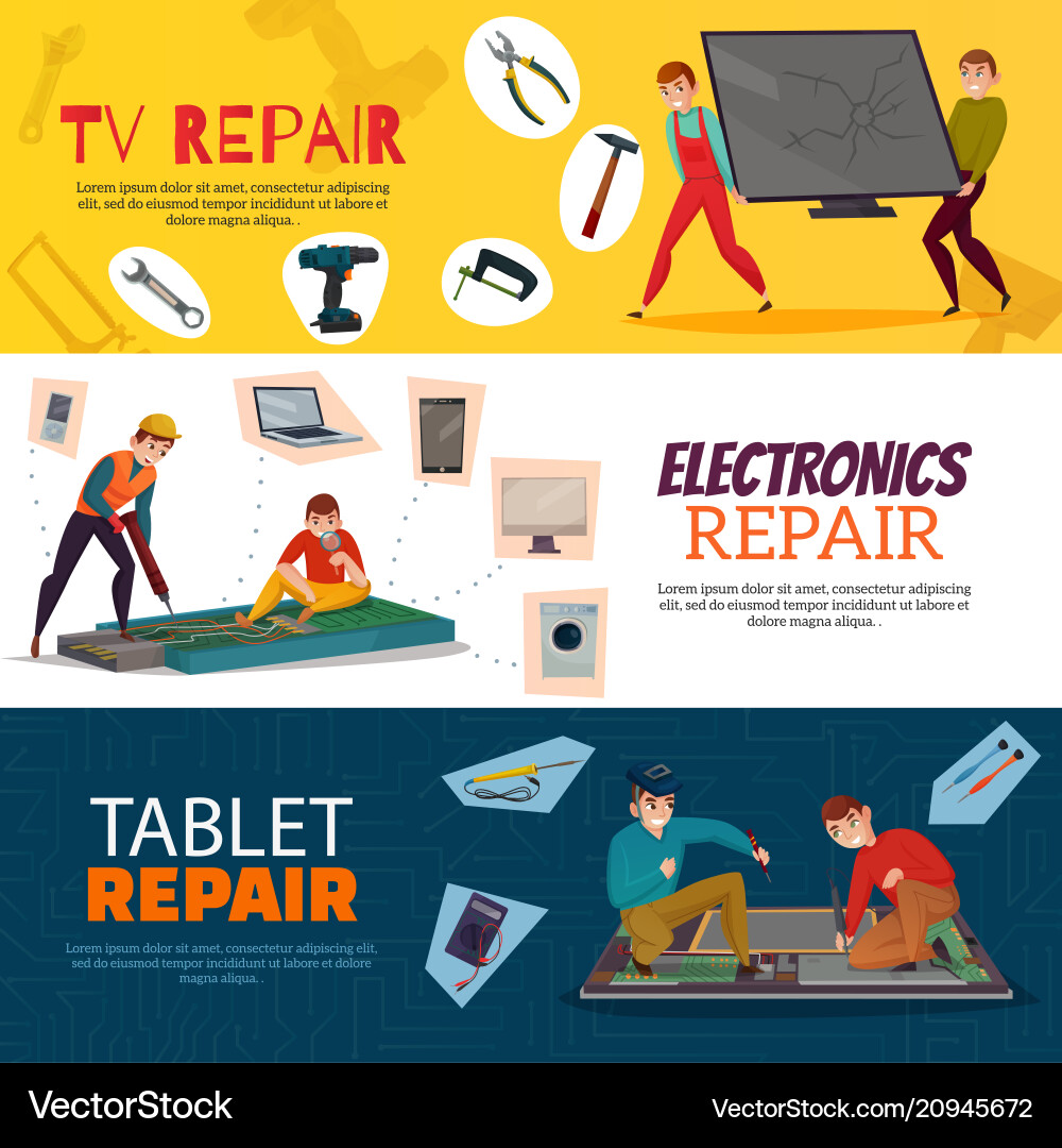 Electronics repair banners set vector image