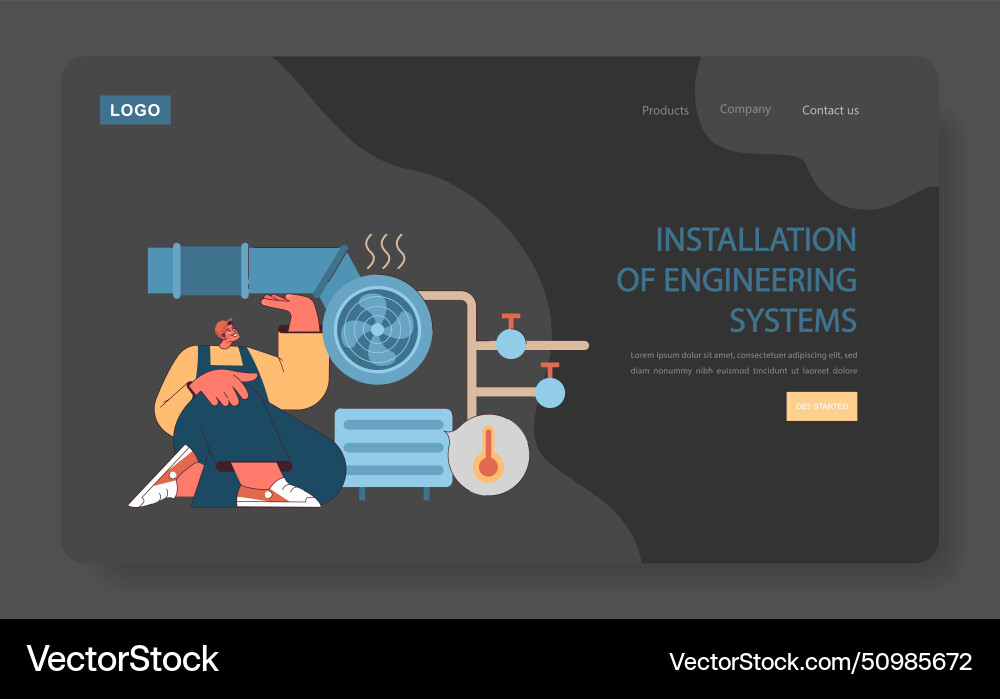 Installation of engineering systems concept Installation of engineering systems concept vector image