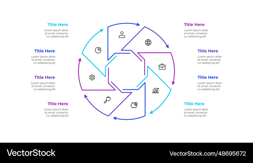 Line chart with a octagon inside template Vector Image