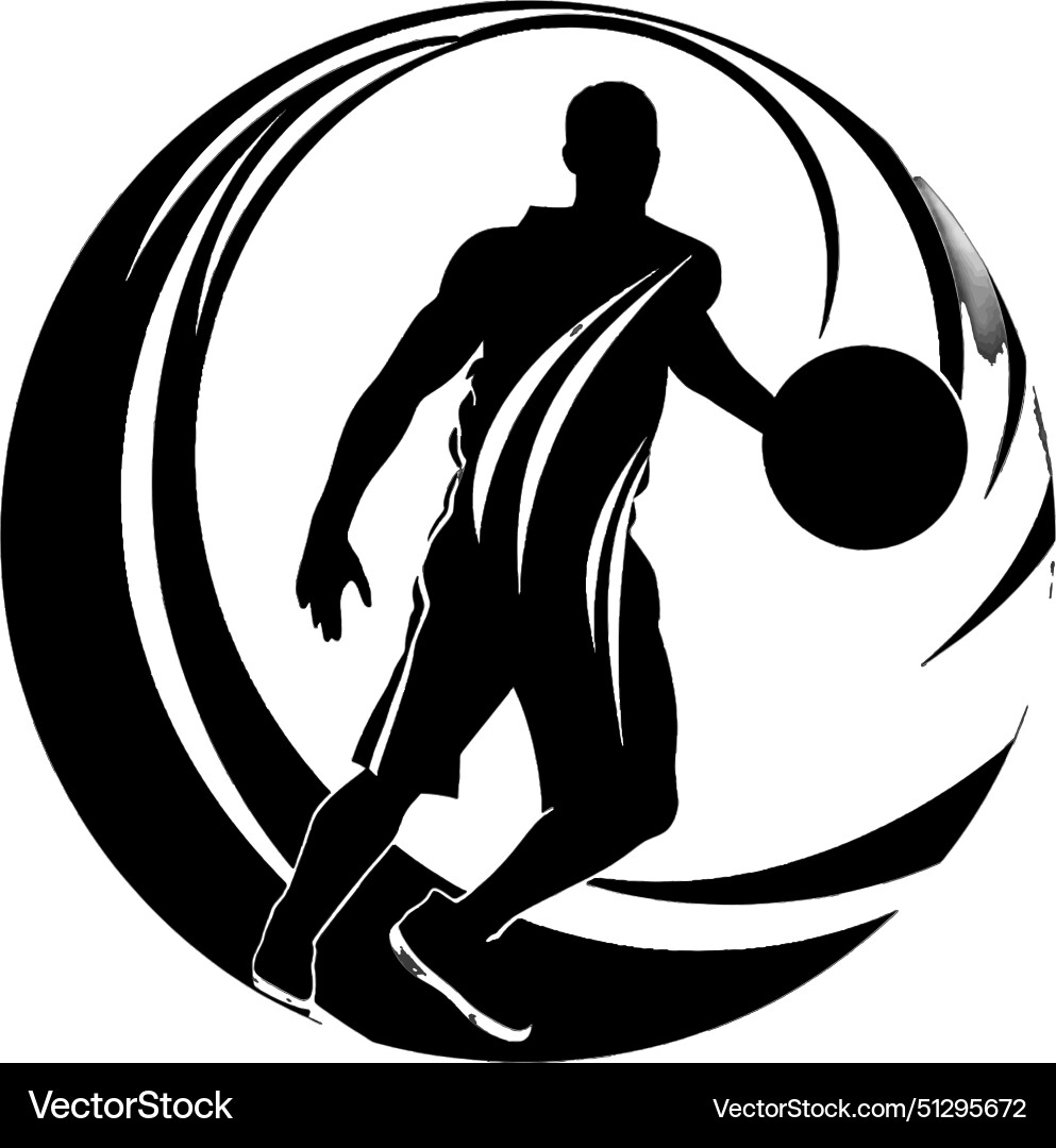 Logo concept - white and black basketball player Logo concept - white and black basketball player vector image