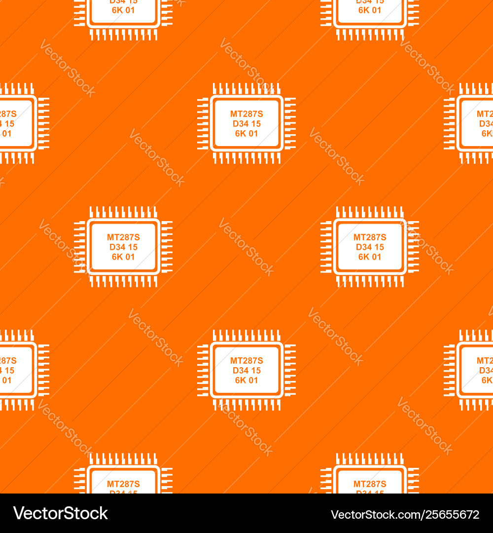 Micro microchip pattern orange vector image