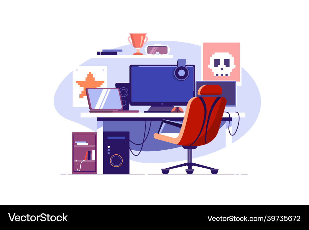 Multiple computer monitors for gaming Multiple computer monitors for gaming vector image