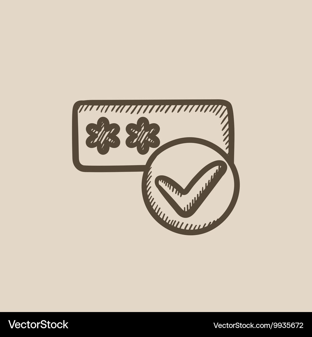 Password with check mark sketch icon Vector Image