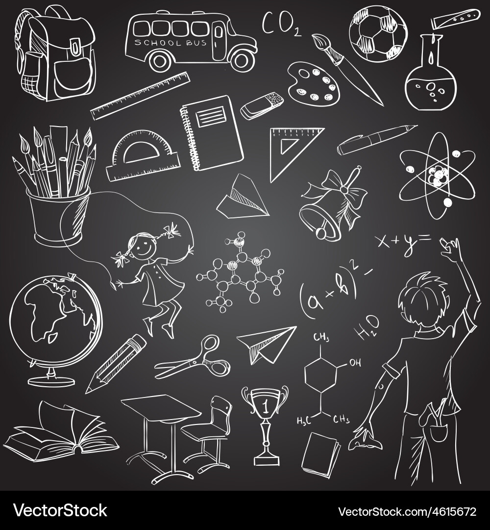 School Chalkboard Drawing Vector Image