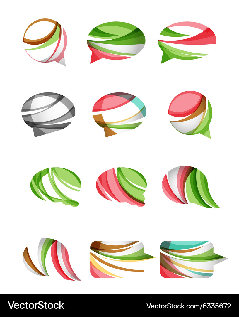 Set of abstract speech bubble and cloud icons Vector Image