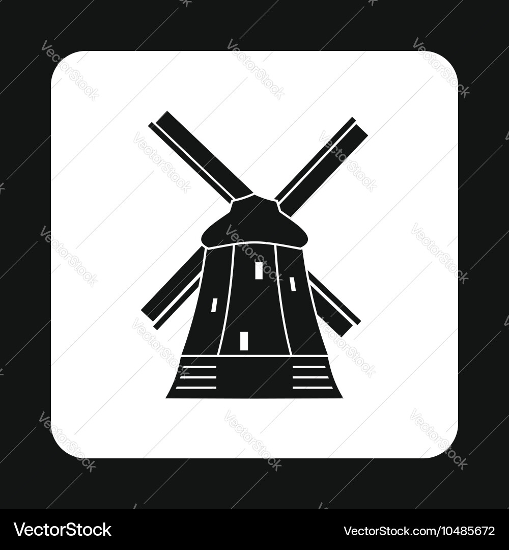 Windmill icon in simple style Vector Image