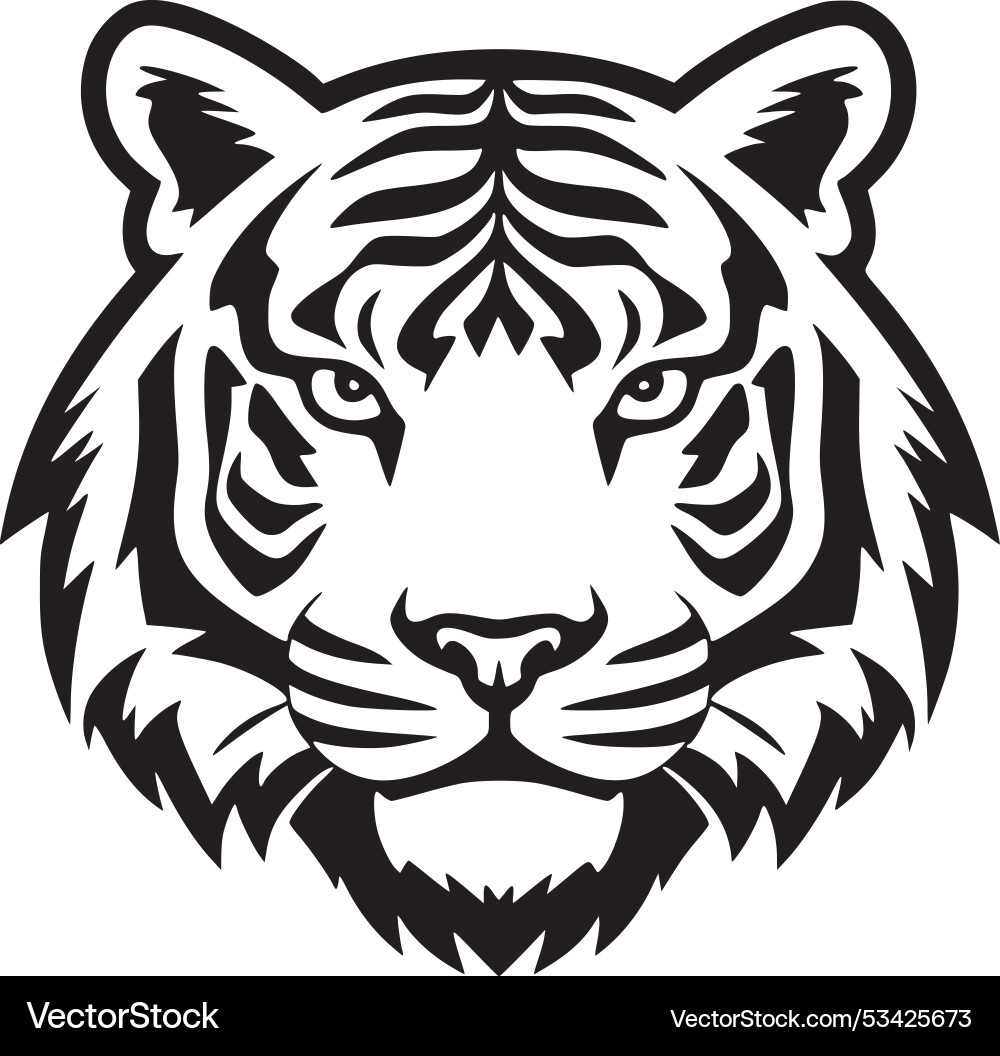 Black and White Tiger Head Vector Image