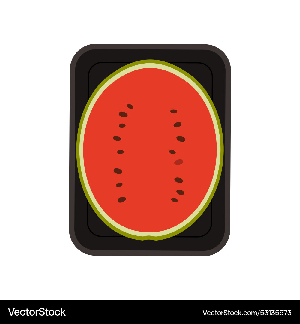 Half ripe watermelon in rectangular supermarket Vector Image