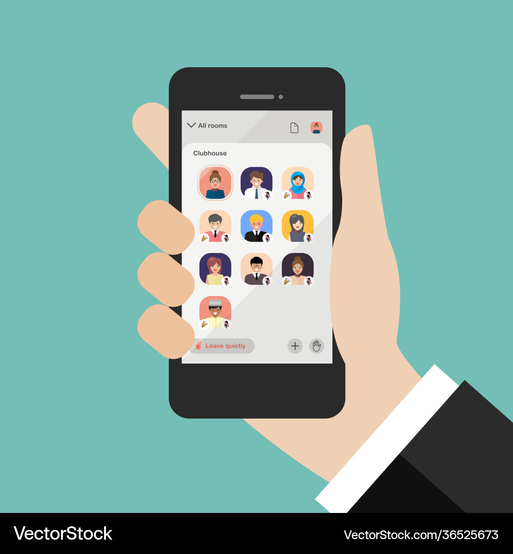 Hand mit Clubhouse-Anwendung auf Smartphone Hand mit Clubhouse-Anwendung auf Smartphone vektorbild