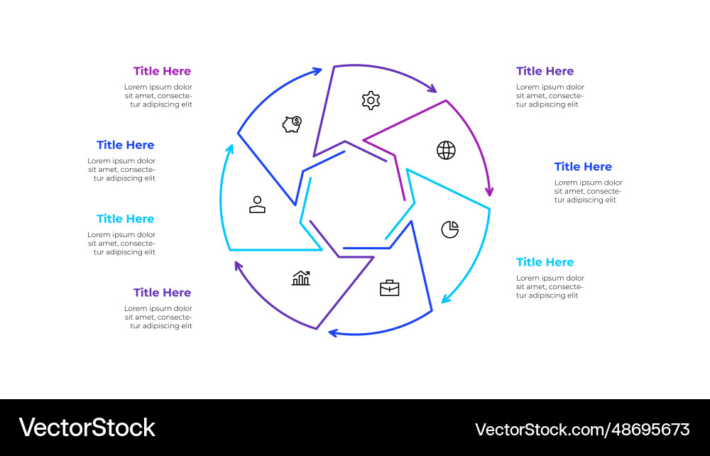 Line chart with a heptagon inside template Vector Image