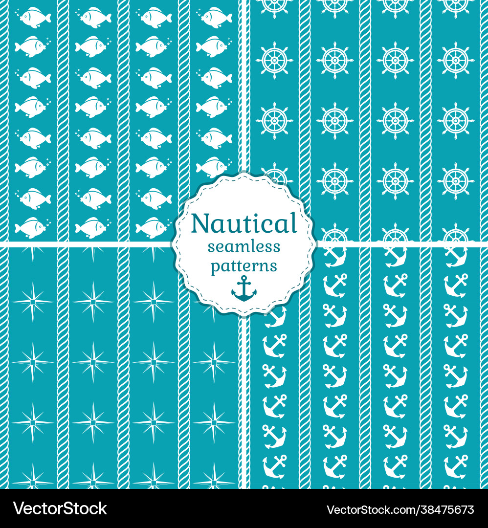 Nautical seamless patterns collection Nautical seamless patterns collection vector image